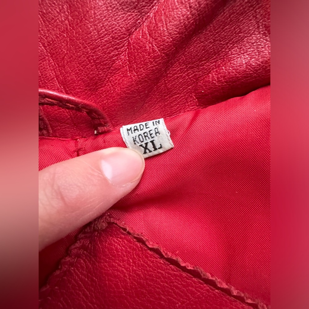Y2K Preston & York Geniune  leather  full length Chrismats Red  jacket XL - Picture 6 of 14